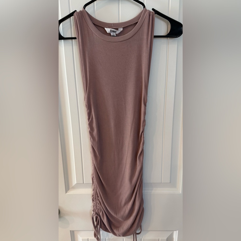 BB Dakota Steve Madden Mauve Ruched Bodycon Dress S Adjustable Side Tie